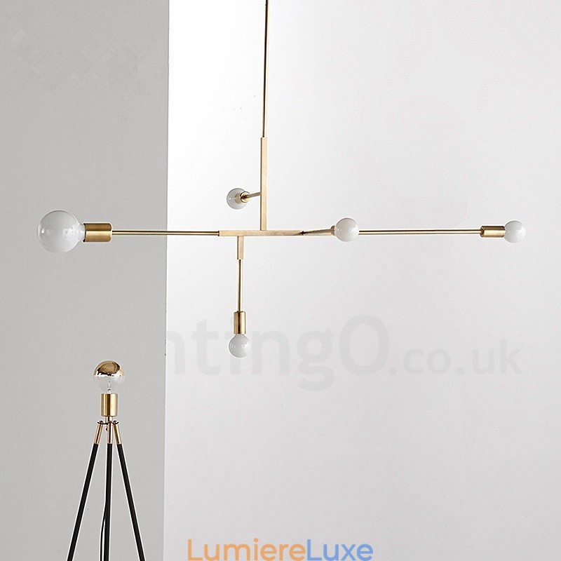 Lustre contemporain moderne en cuivre à 5 lumières