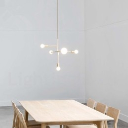 Lustre contemporain moderne en cuivre à 5 lumières