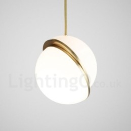 Suspension contemporaine moderne en cuivre avec abat-jour en verre