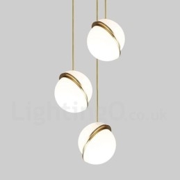 Suspension contemporaine moderne en cuivre avec abat-jour en verre