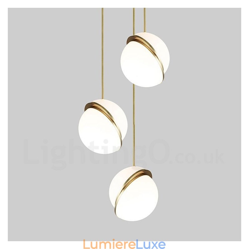 Suspension contemporaine moderne en cuivre avec abat-jour en verre