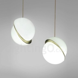 Suspension contemporaine moderne en cuivre avec abat-jour en verre