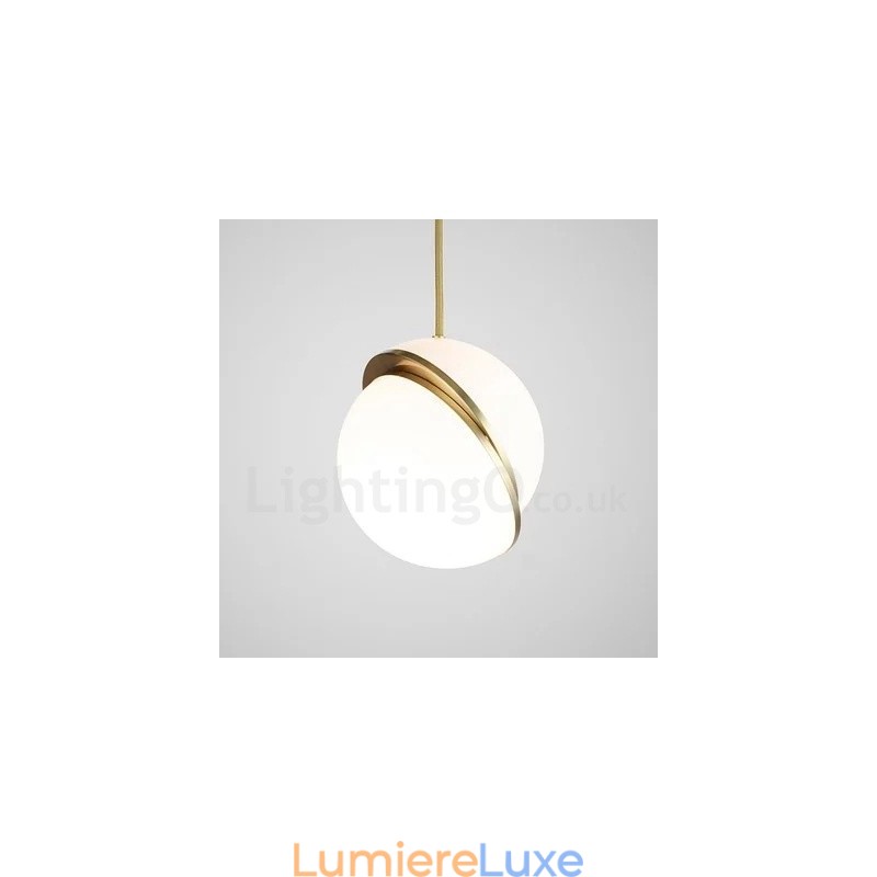 Suspension contemporaine moderne en cuivre avec abat-jour en verre