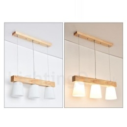 Suspension en bois moderne et contemporaine à 3 lumières