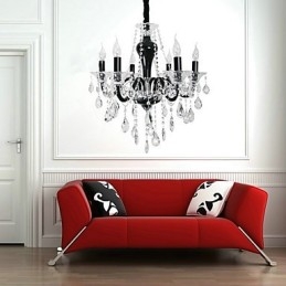 Lustre en cristal à 6 lumières avec accents noirs