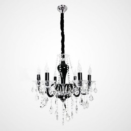 Lustre en cristal à 6 lumières avec accents noirs