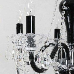 Lustre en cristal à 6 lumières avec accents noirs