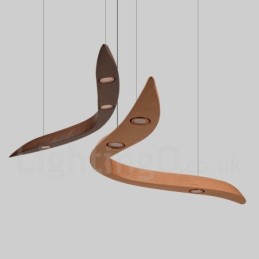 Suspension moderne contemporaine en bois à 3 lumières