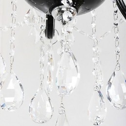 Lustre en cristal à 6 lumières avec accents noirs