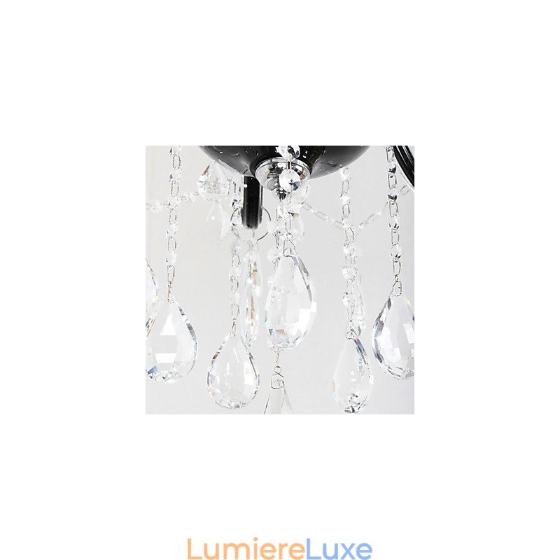 Lustre en cristal à 6 lumières avec accents noirs