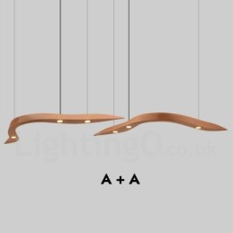 Suspension moderne contemporaine en bois à 3 lumières