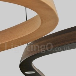 Suspension moderne contemporaine en bois à 3 lumières