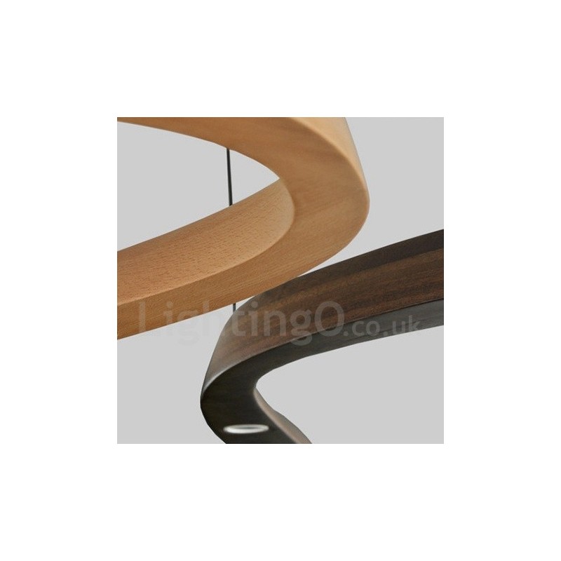 Suspension moderne contemporaine en bois à 3 lumières