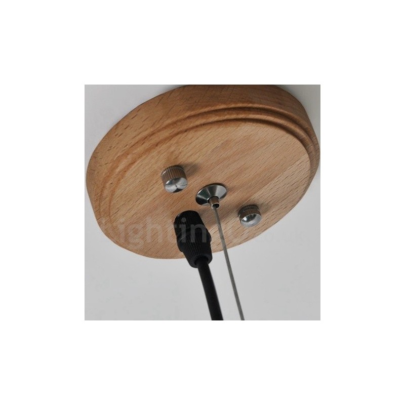 Suspension moderne contemporaine en bois à 3 lumières