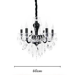 Lustre en cristal à 6 lumières avec accents noirs