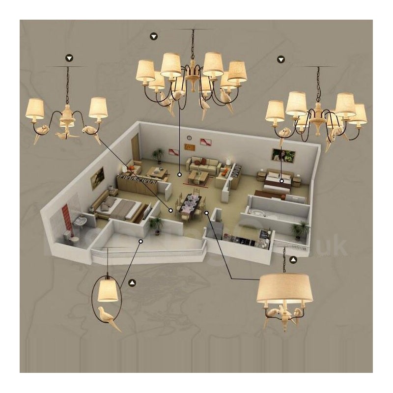 Suspension vintage rustique à 3 lumières