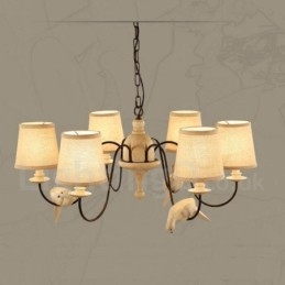 Suspension vintage rustique à 6 lumières
