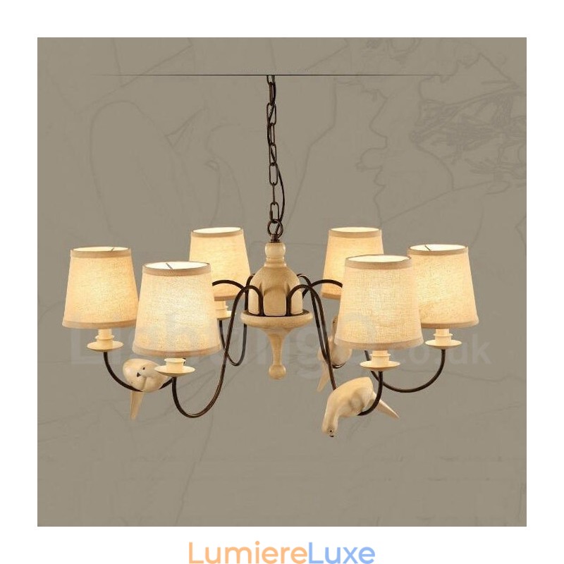 Suspension vintage rustique à 6 lumières