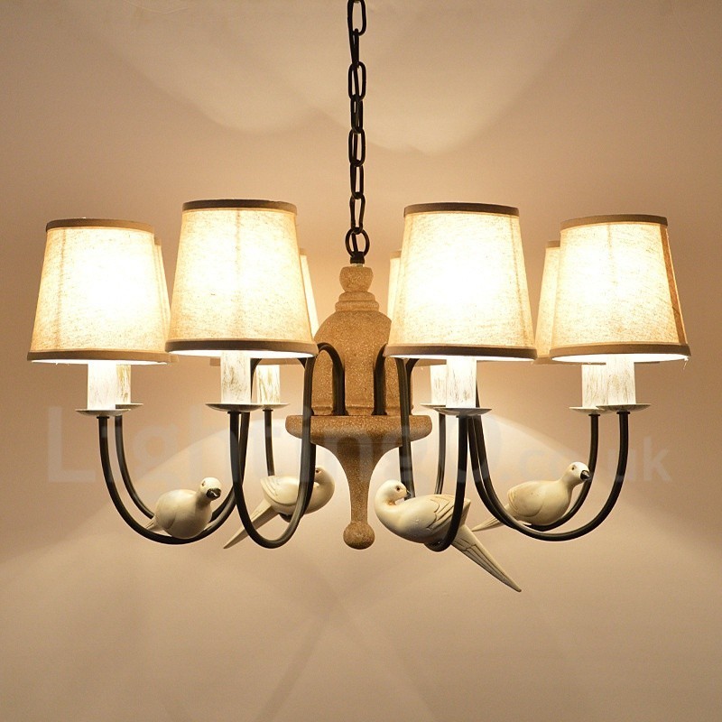 Suspension vintage rustique à 8 lumières