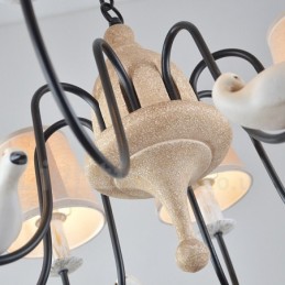 Suspension vintage rustique à 8 lumières