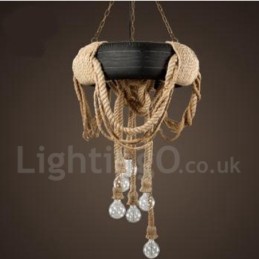 Suspension Country Vintage à 6 lumières
