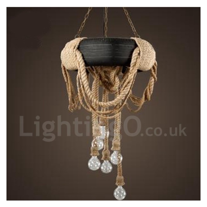 Suspension Country Vintage à 6 lumières