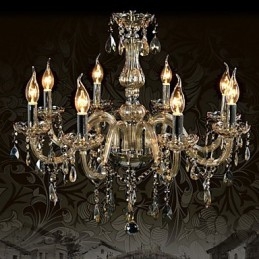 Lustre en cristal de luxe à 8 lumières, couleur cognac, lustre en cristal K9
