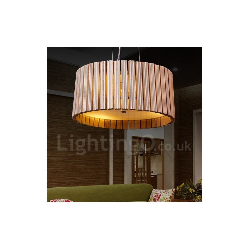 Suspension tambour en bois moderne et contemporaine