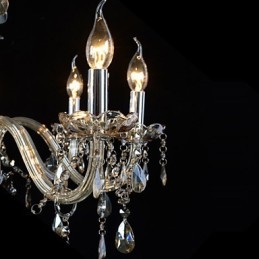 Lustre en cristal de luxe à 8 lumières, couleur cognac, lustre en cristal K9