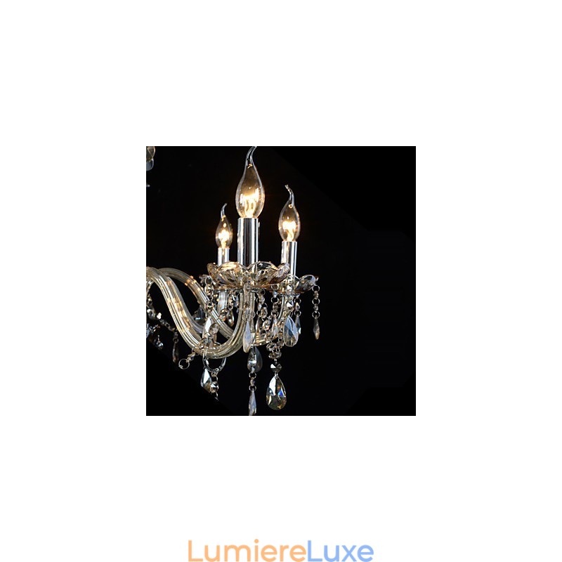 Lustre en cristal de luxe à 8 lumières, couleur cognac, lustre en cristal K9