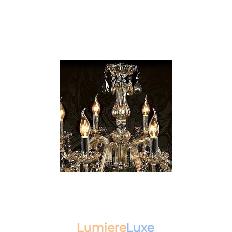 Lustre en cristal de luxe à 8 lumières, couleur cognac, lustre en cristal K9