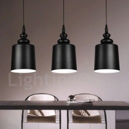 Suspension noire moderne et contemporaine à 3 lumières