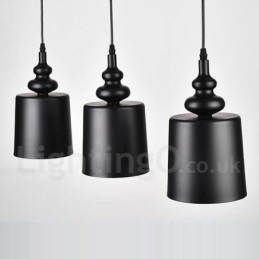 Suspension noire moderne et contemporaine à 3 lumières