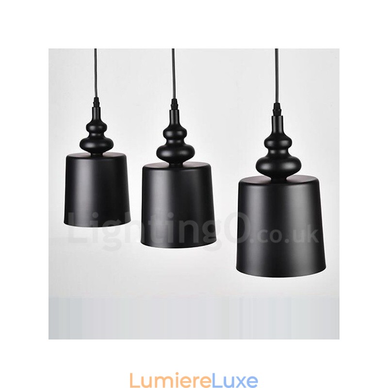 Suspension noire moderne et contemporaine à 3 lumières