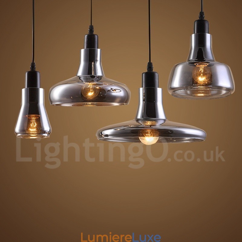 Suspension rétro vintage à 1 lumière avec abat-jour en verre