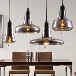Suspension rétro vintage à 1 lumière avec abat-jour en verre