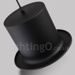Suspension rétro vintage en métal noir en forme de chapeau, 1 lumière