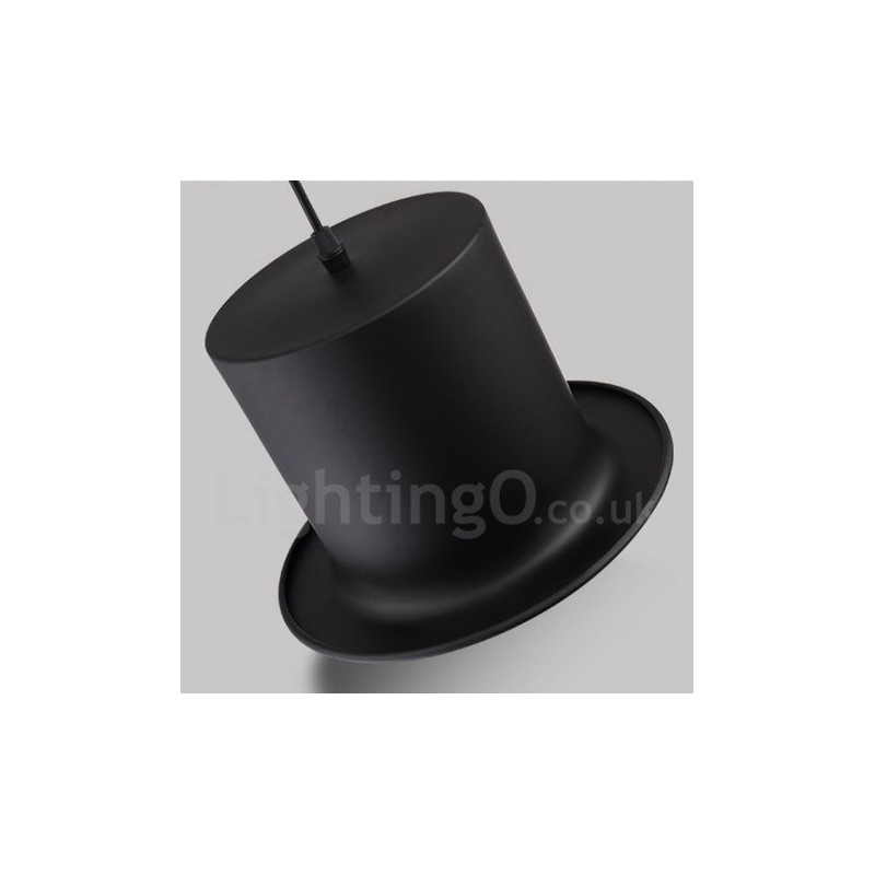 Suspension rétro vintage en métal noir en forme de chapeau, 1 lumière