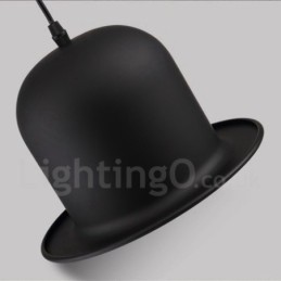 Suspension rétro vintage en métal noir en forme de chapeau, 1 lumière