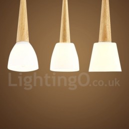 Suspension rustique en bois avec abat-jour en verre