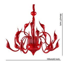 Lustre moderne 18 lumières G4 peinture rouge