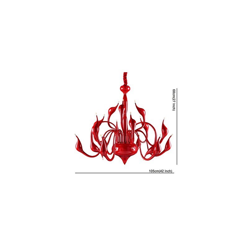 Lustre moderne 18 lumières G4 peinture rouge