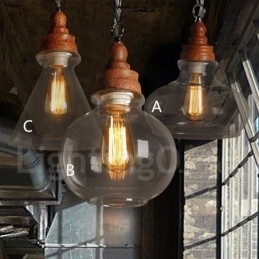 Suspension rétro vintage avec abat-jour en verre