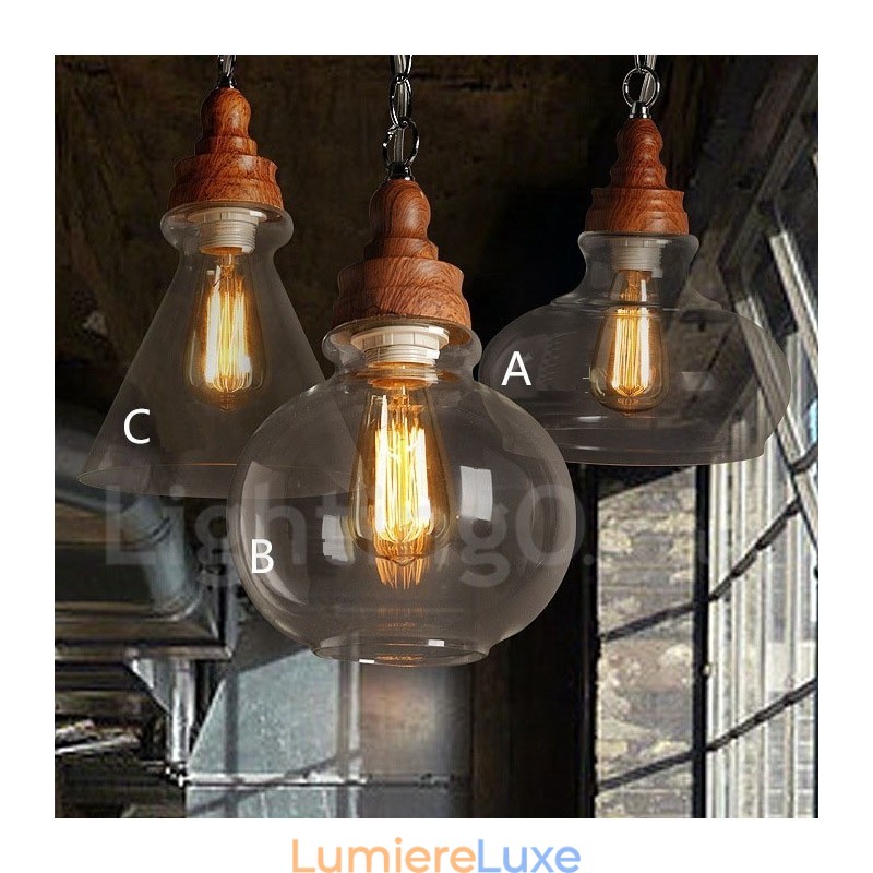 Suspension rétro vintage avec abat-jour en verre