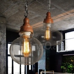 Suspension rétro vintage avec abat-jour en verre