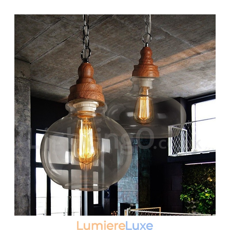 Suspension rétro vintage avec abat-jour en verre