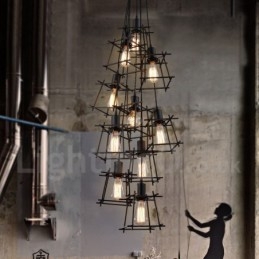 Suspension rétro vintage en métal (plusieurs abat-jours avec un pendentif fixe) (Veuillez sélectionner la quantité d'abat-jour ci-dessous)