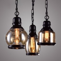 Suspension rétro vintage avec abat-jour en verre