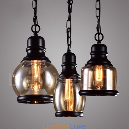 Suspension rétro vintage avec abat-jour en verre Suspension rétro vintage avec abat-jour en verre