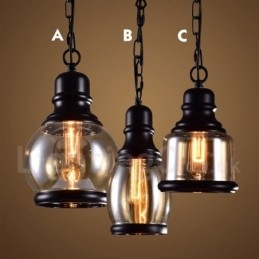 Suspension rétro vintage avec abat-jour en verre